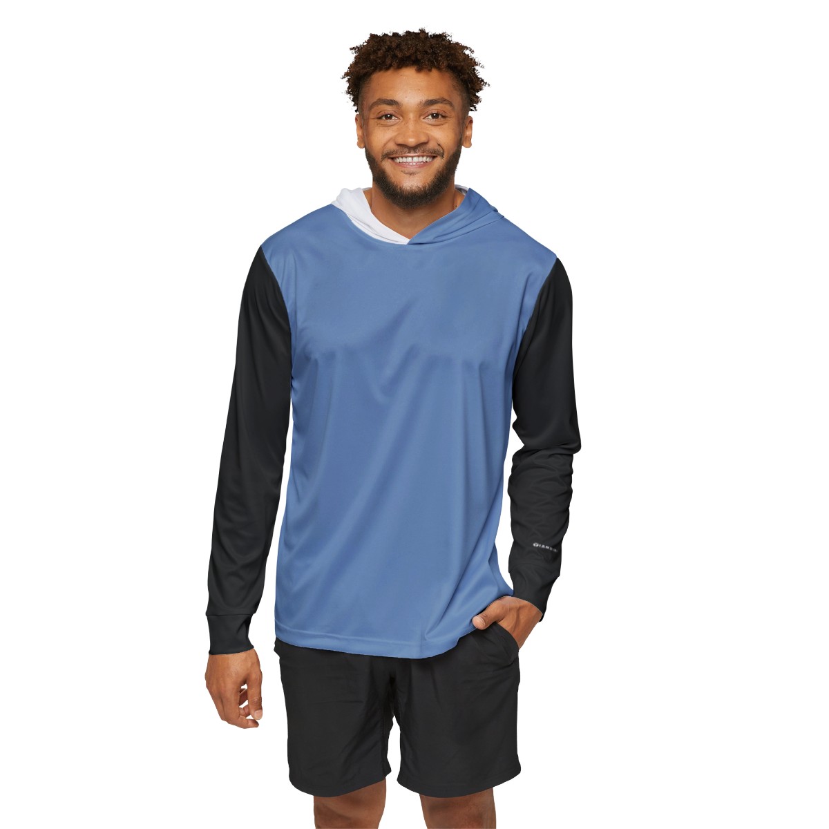 Men's Warmup Hoodie - Light Blue, White, and Black - Image 3