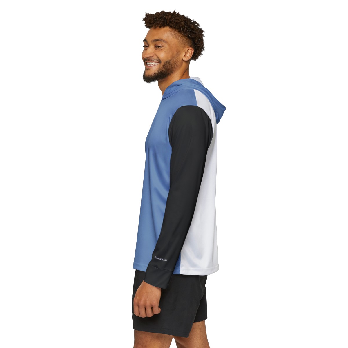 Men's Warmup Hoodie - Light Blue, White, and Black - Image 4