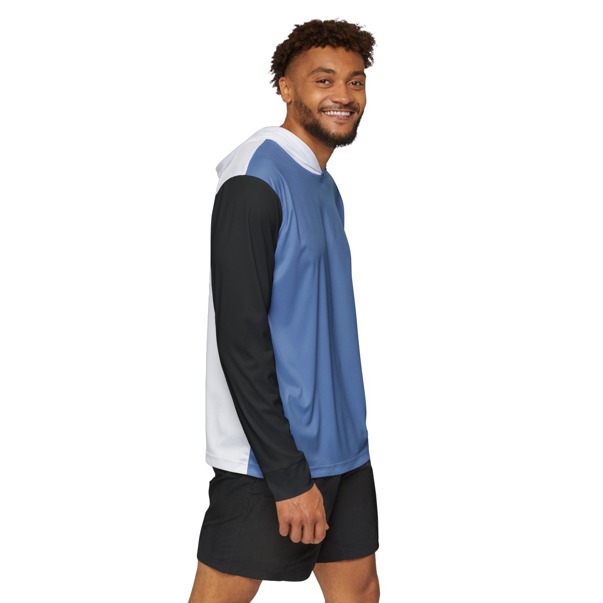 Men's Warmup Hoodie - Light Blue, White, and Black - Image 5