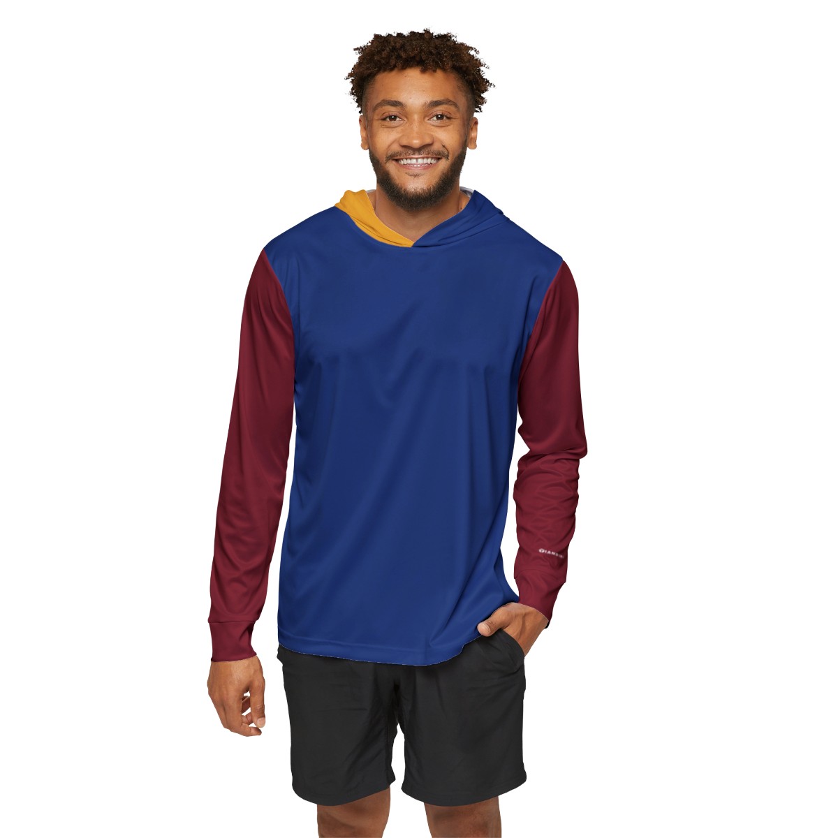 Men's Warmup Hoodie - Blue, Gold, and Flatiron Red - Image 3