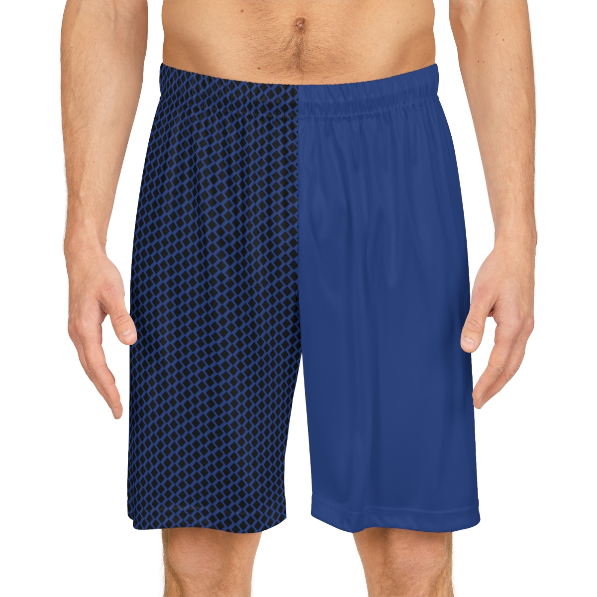 Basketball Shorts - Black Diamonds on Blue - Image 3