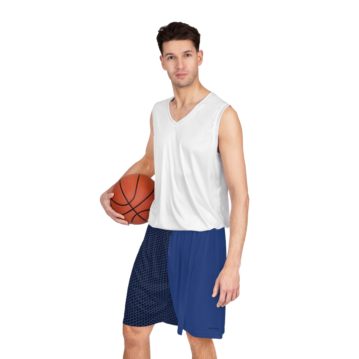 Basketball Shorts - Black Diamonds on Blue - Image 5