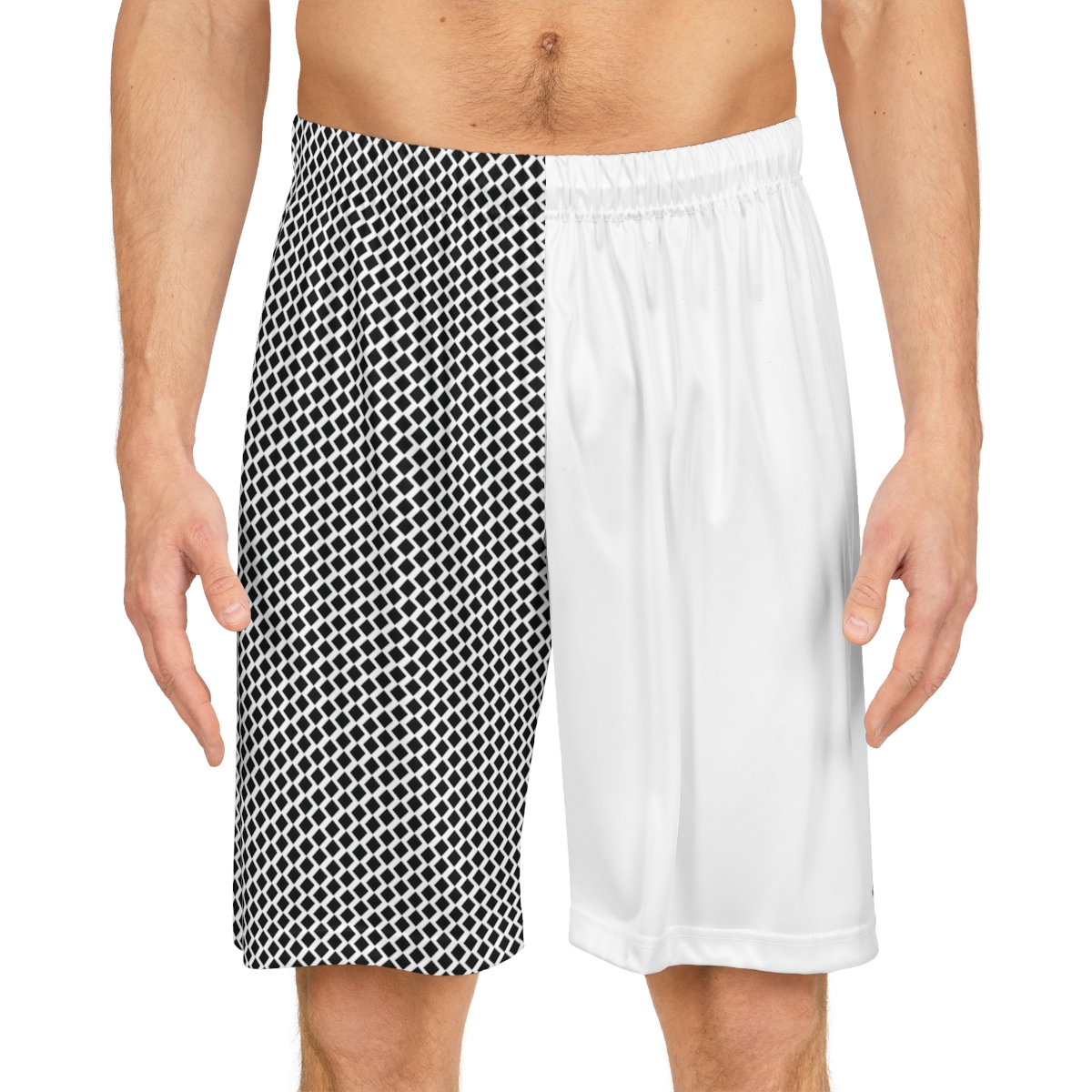 Basketball Shorts - Black Diamonds on White - Image 3