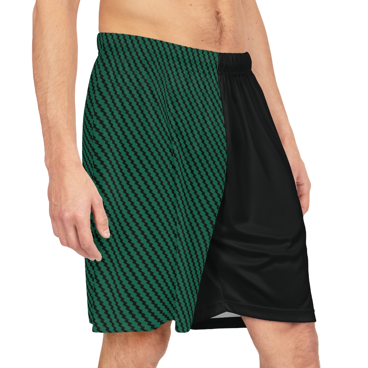 Basketball Shorts - Zag Green on Black - Image 4