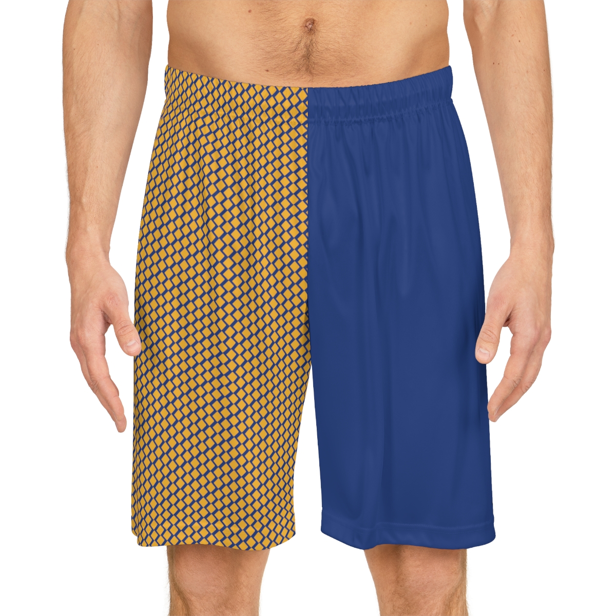 Basketball Shorts - Gold Diamonds on Blue - Image 3