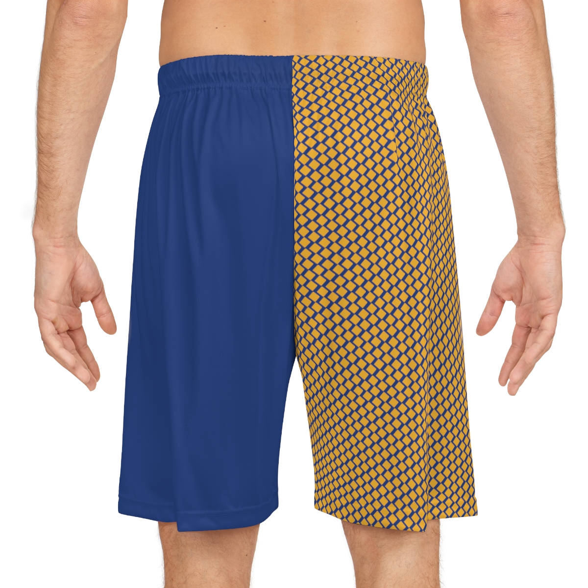 Basketball Shorts - Gold Diamonds on Blue - Image 4