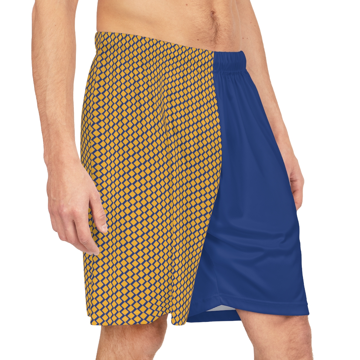 Basketball Shorts - Gold Diamonds on Blue - Image 5
