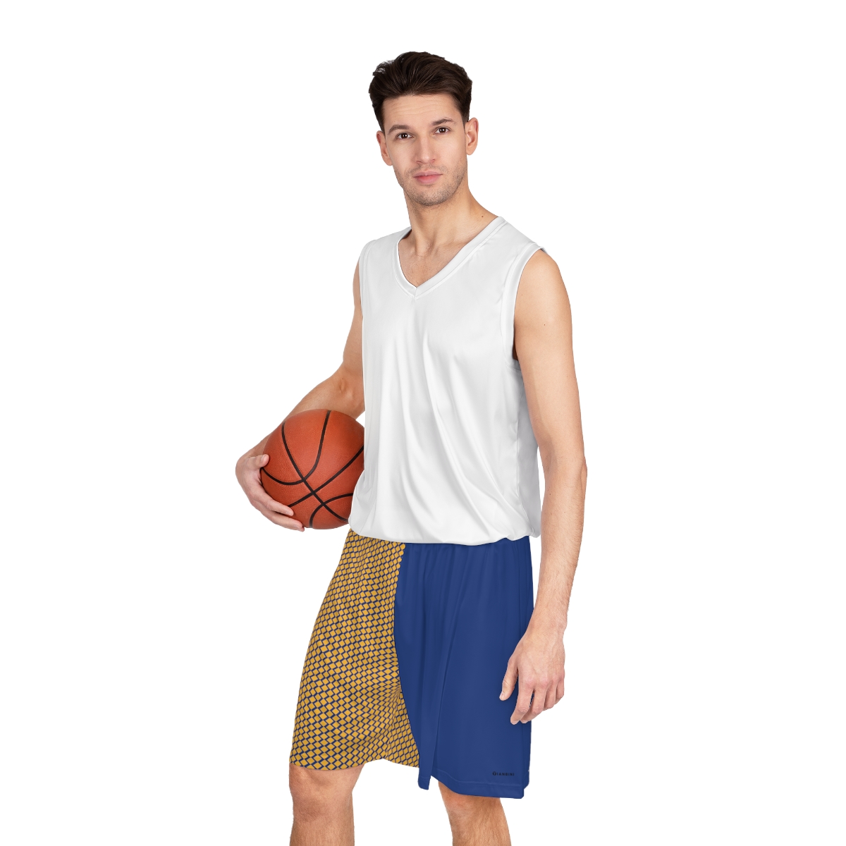 Basketball Shorts - Gold Diamonds on Blue - Image 6
