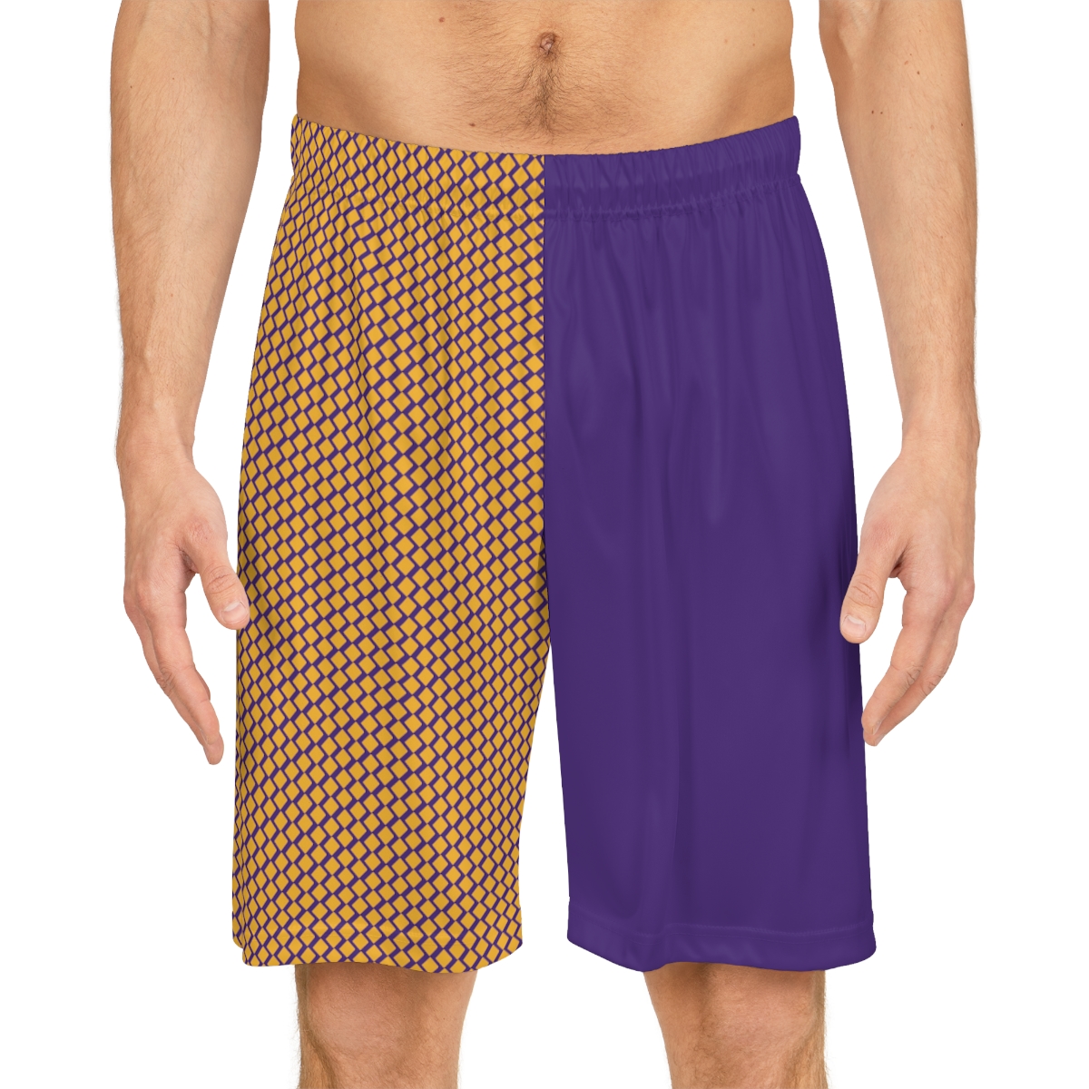 Basketball Shorts - Gold Diamonds on Purple - Image 3