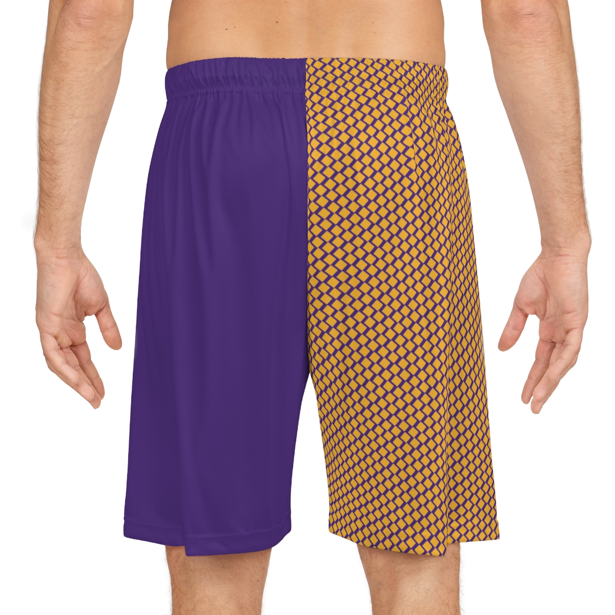 Basketball Shorts - Gold Diamonds on Purple - Image 4