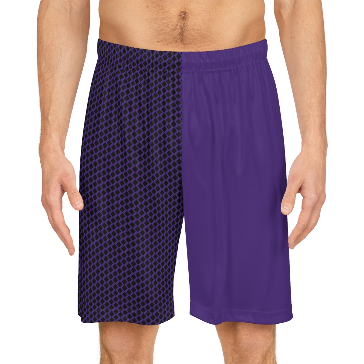 Basketball Shorts - Black Diamonds on Purple - Image 3
