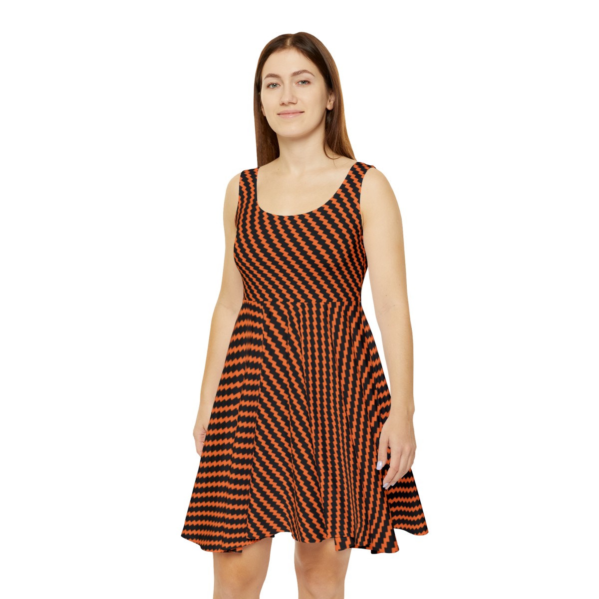 Skater Dress - Black Zag on Orange - Image 2