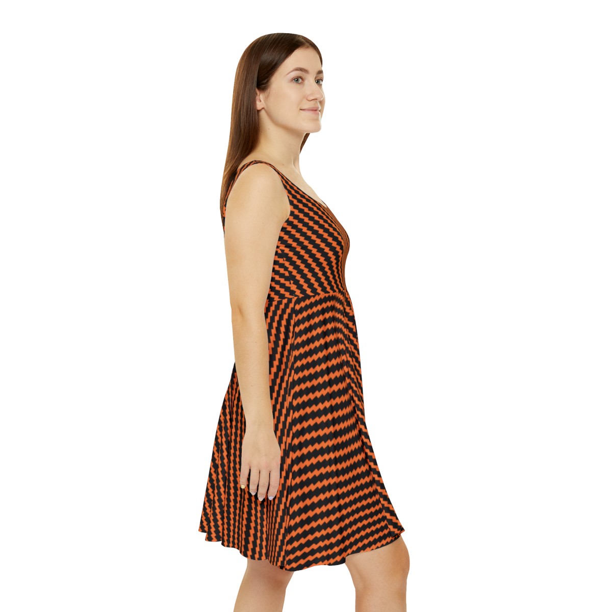 Skater Dress - Black Zag on Orange - Image 4