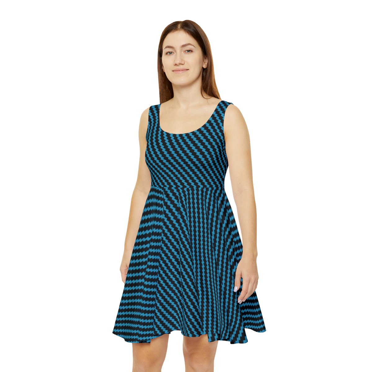 Skater Dress - Black Zag on Turquoise - Image 2