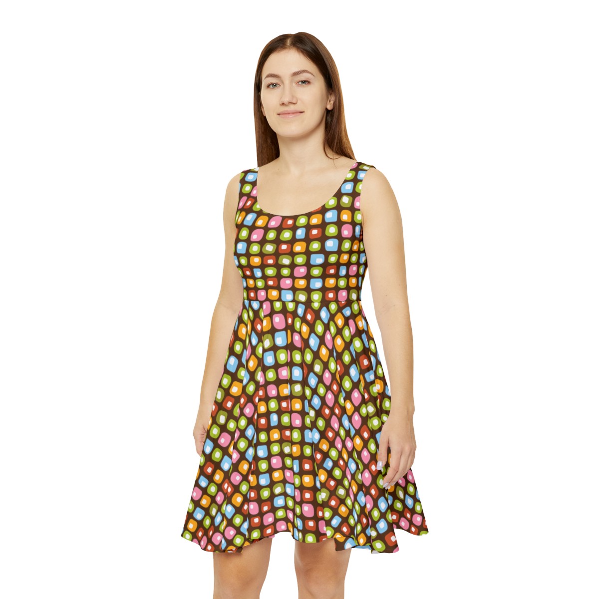 Skater Dress - Candy Olives in Chocolate