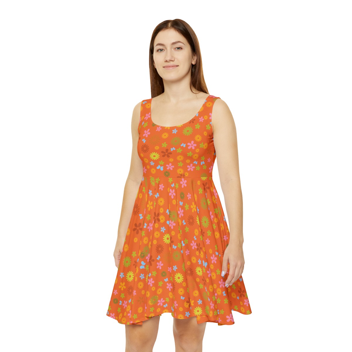 Skater Dress - Daisies in a Brandy Crusta