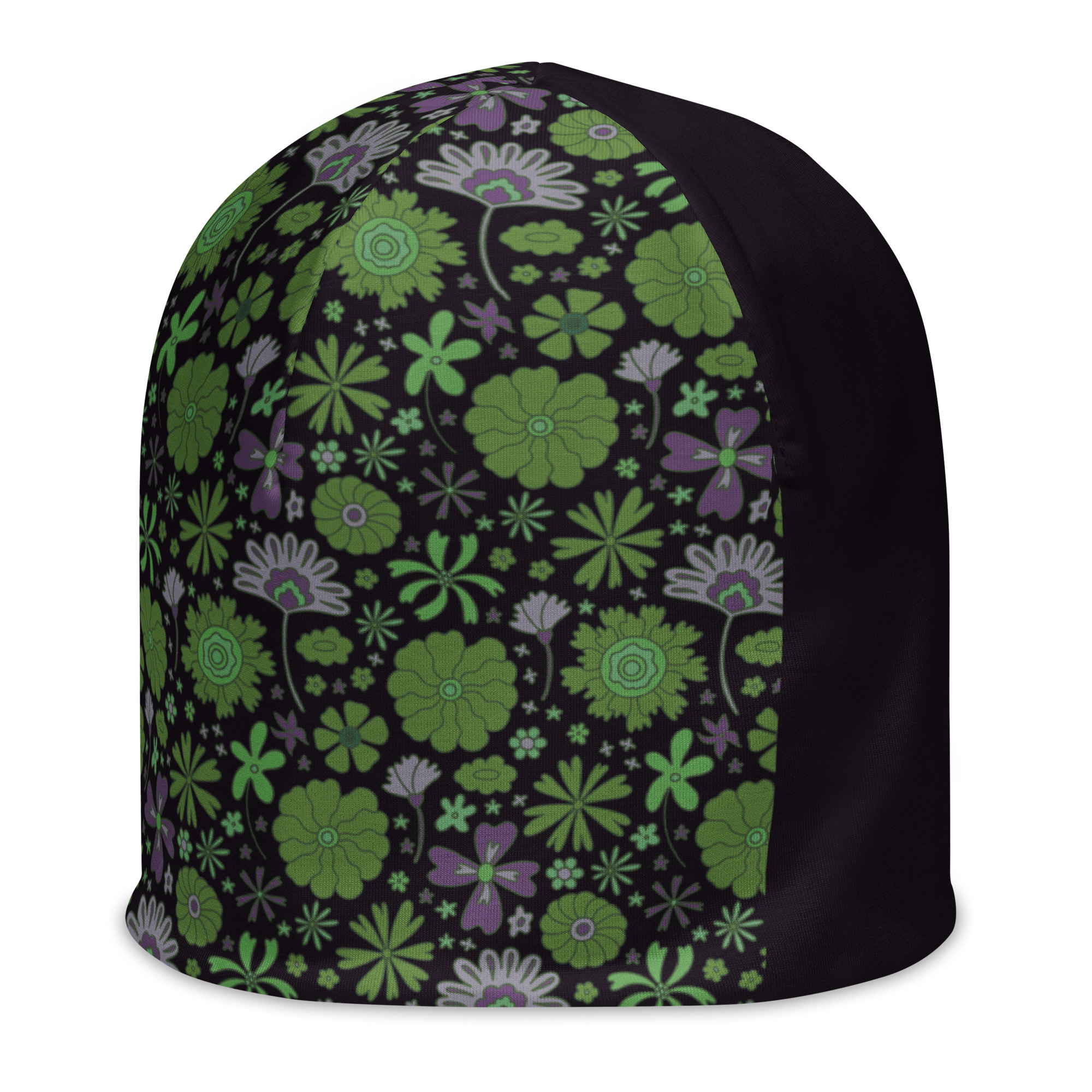 Beanie Sport - Faded Green Flowers