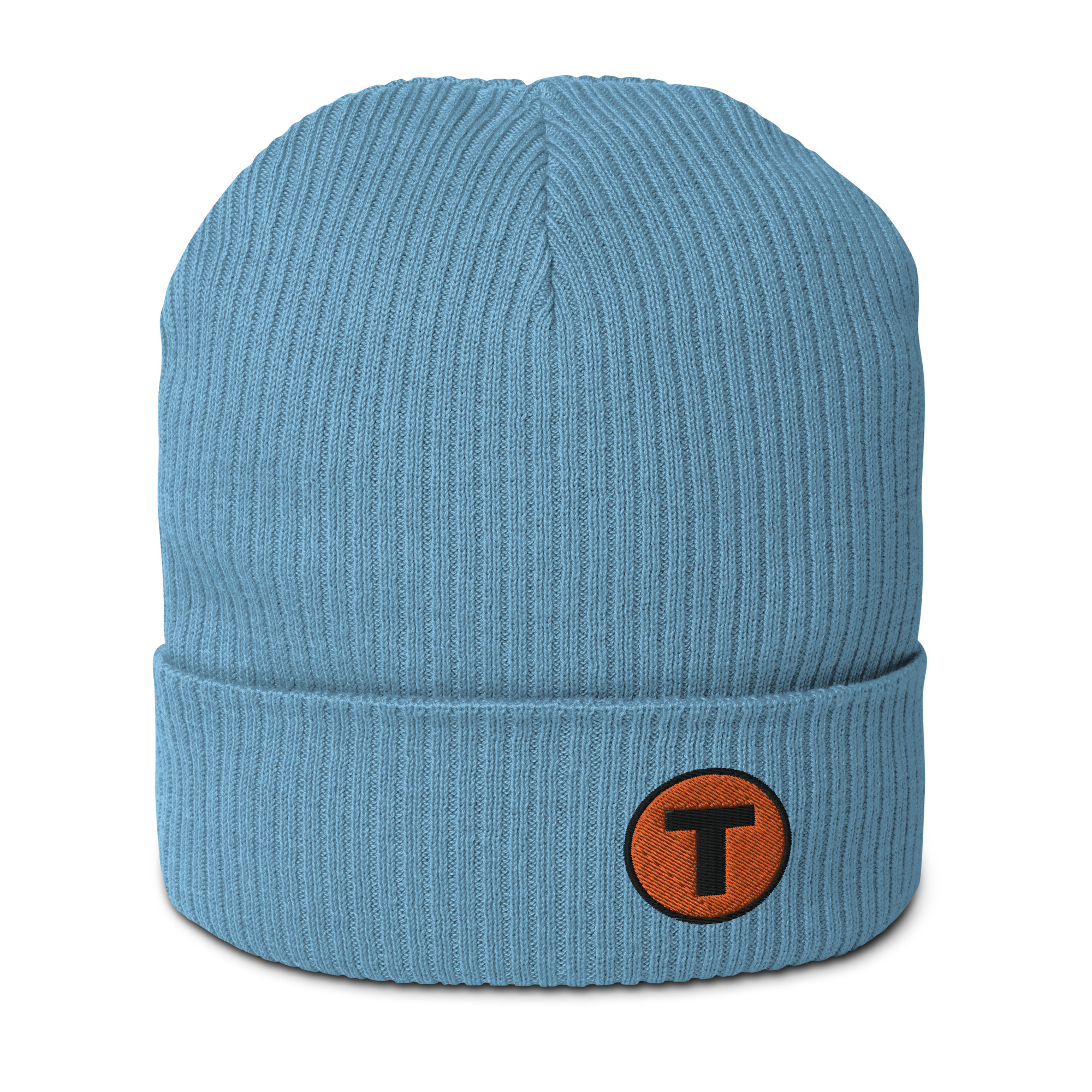 Beanie Organic Ribbed - Tianbini T (Black on Orange) - Image 3