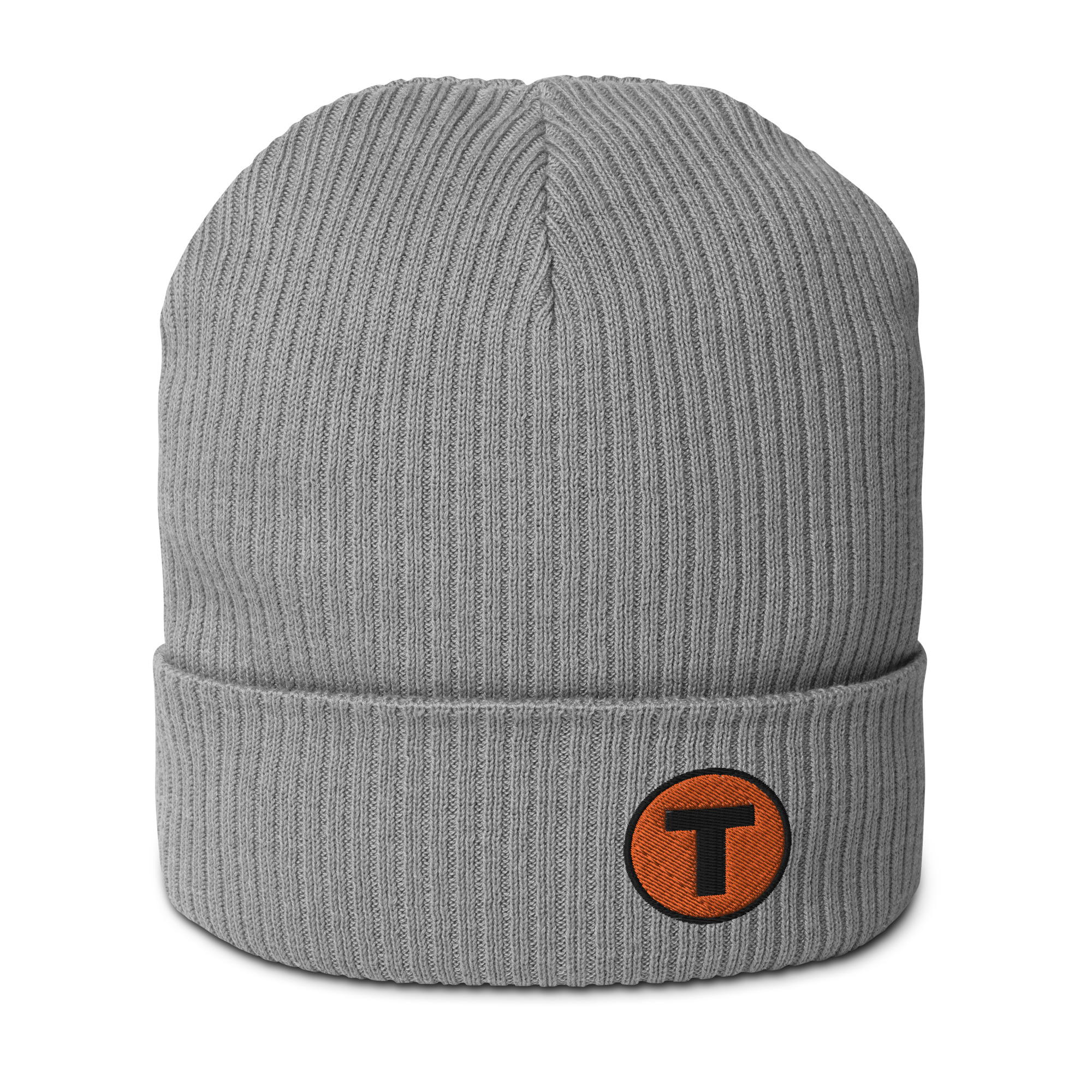 Beanie Organic Ribbed - Tianbini T (Black on Orange) - Image 4