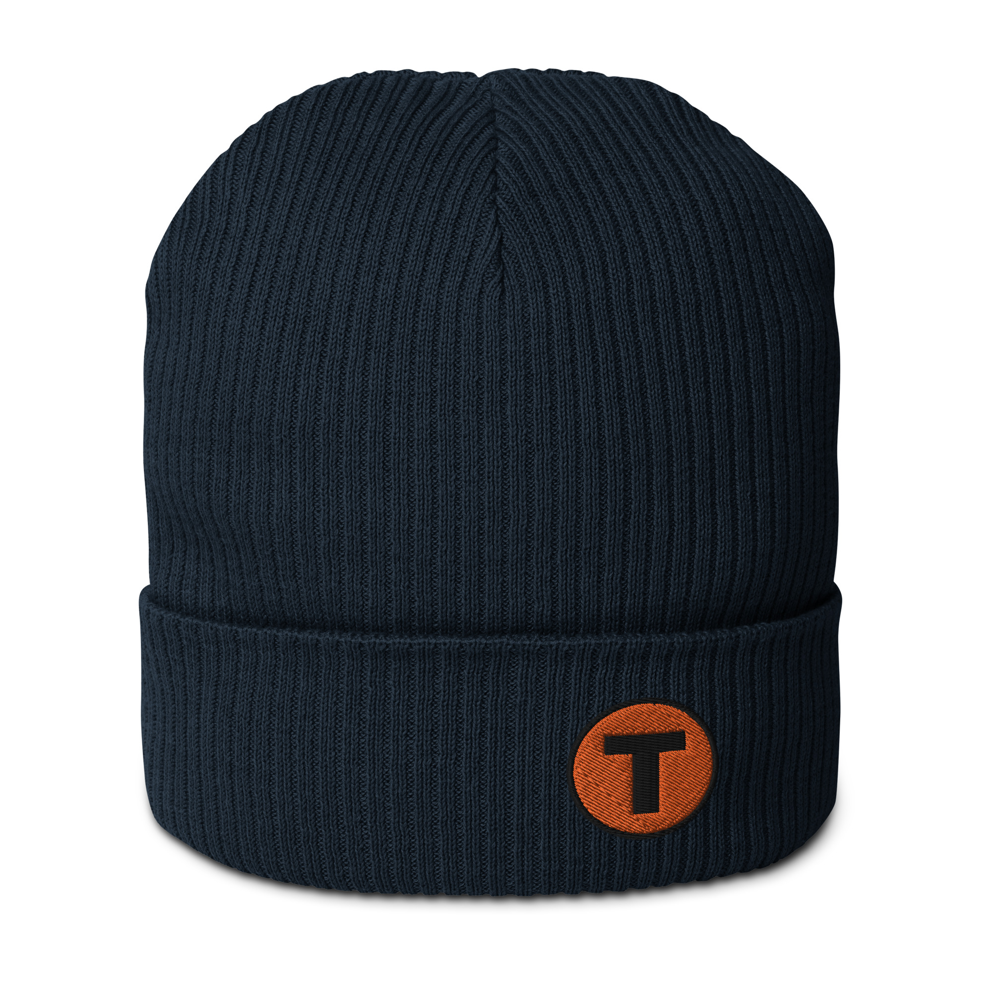 Beanie Organic Ribbed - Tianbini T (Black on Orange) - Image 2